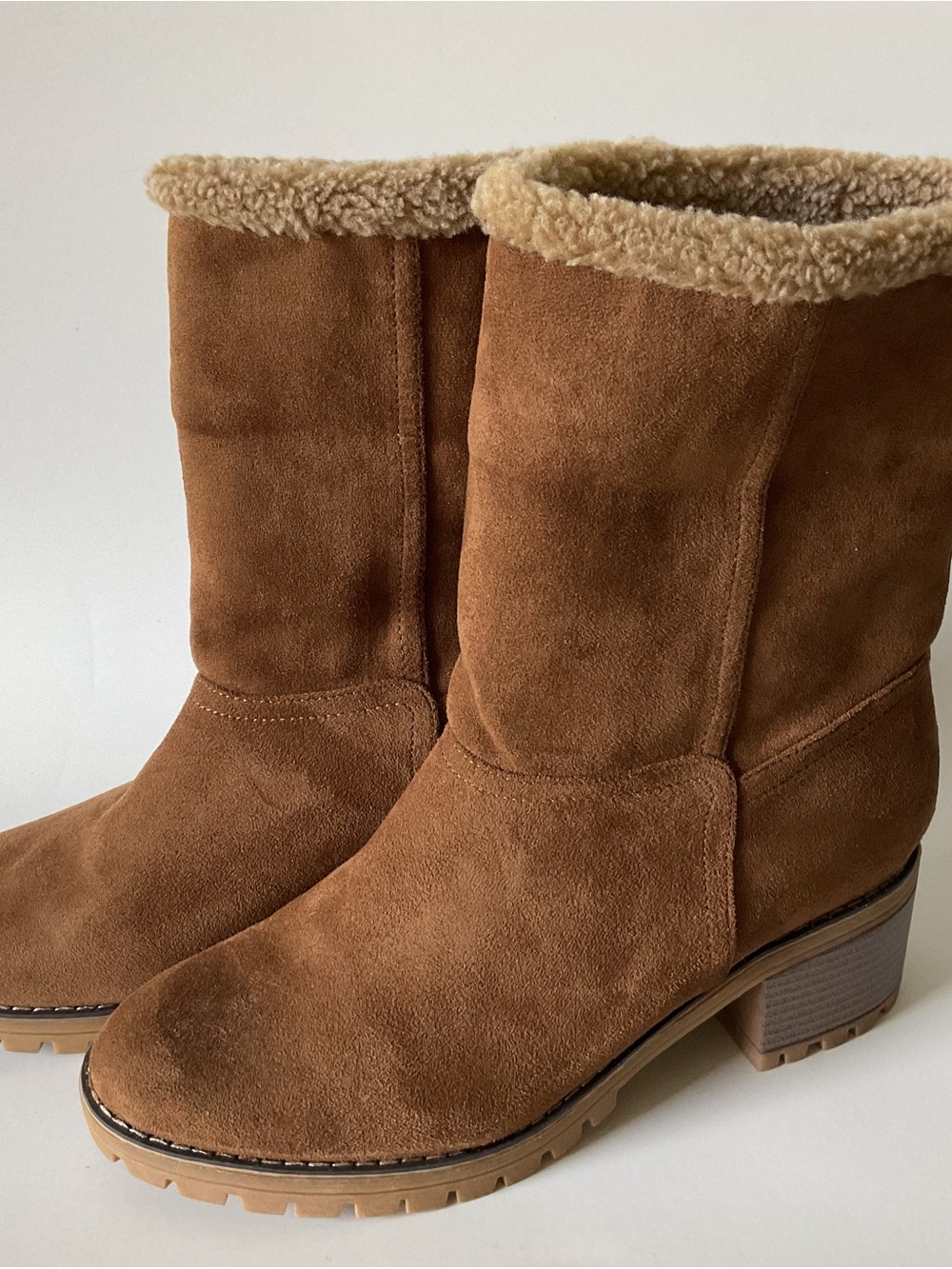Corky’s Women's Faux Suede Boots Cotton Size 11 Brown Shearling